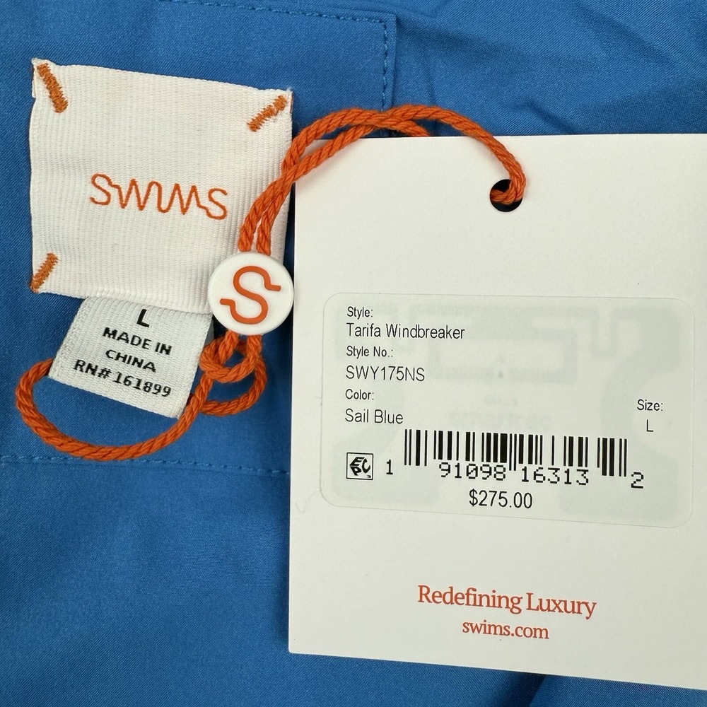 SWIMS Men's Large Tarifa Windbreaker Lightweight Jacket Raincoat Blue NWT $275 - Picture 3 of 6